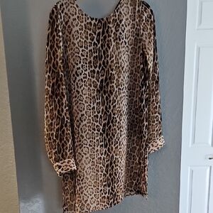 Calvin Klein Leopard Print Long Sleeve Tunic Small